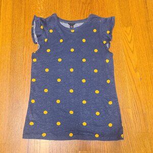 ANN TAYLOR Flutter Sleeves Tank Top Blouse Polka Dot Blue Yellow Size XS